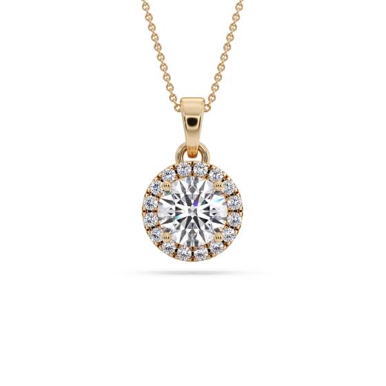 Round Diamond Single Halo Pendant