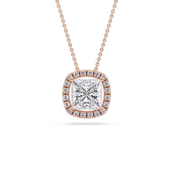 Princess Diamond Single Halo Pendant