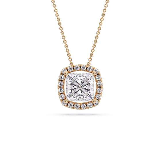 Princess Diamond Single Halo Pendant