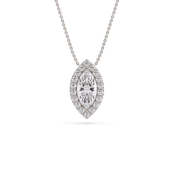 Marquise Diamond Single Halo Pendant