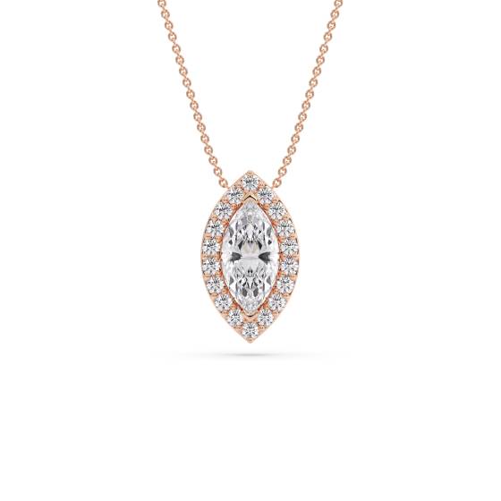 Marquise Diamond Single Halo Pendant