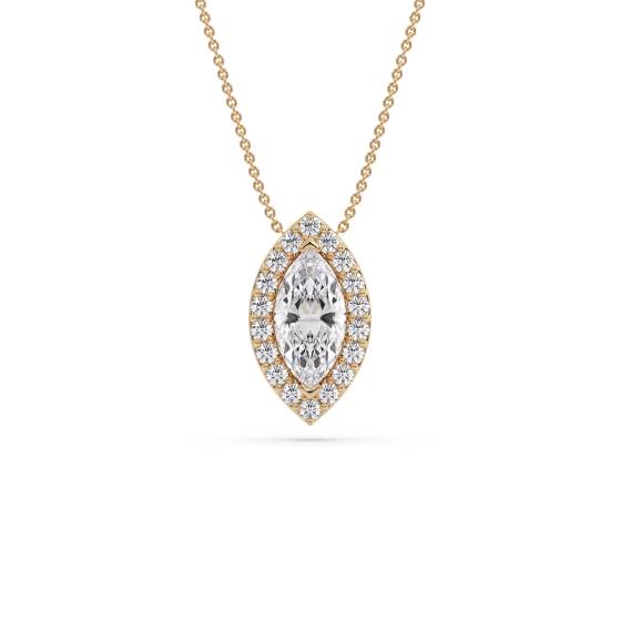 Marquise Diamond Single Halo Pendant