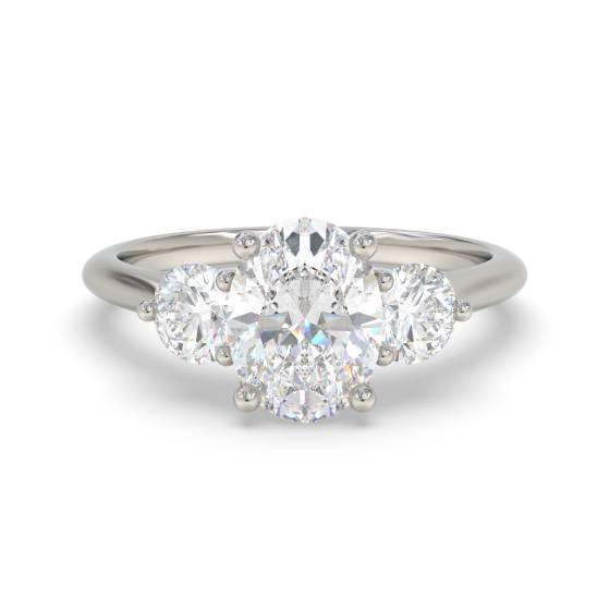 Oval and Round Trilogy Diamond Ring