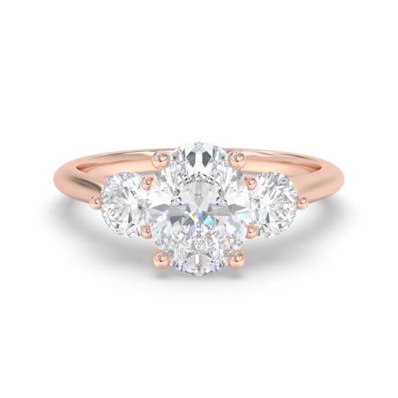 Oval and Round Trilogy Diamond Ring