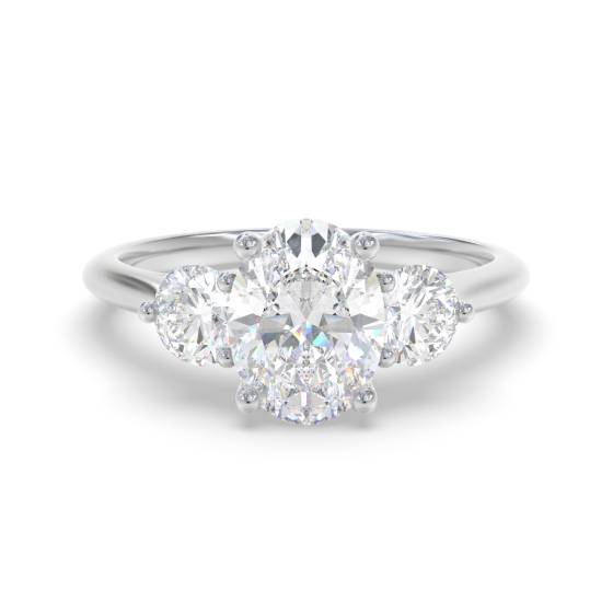 Oval and Round Trilogy Diamond Ring