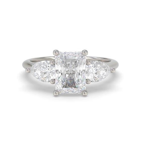 Radiant and Pear Trilogy Diamond Ring