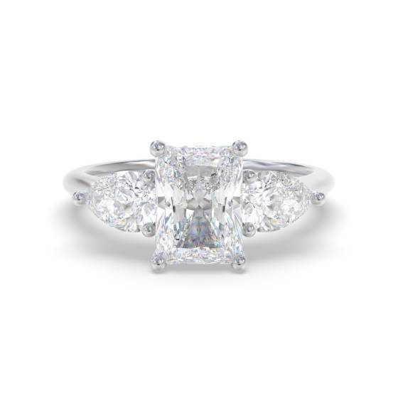 Radiant and Pear Trilogy Diamond Ring