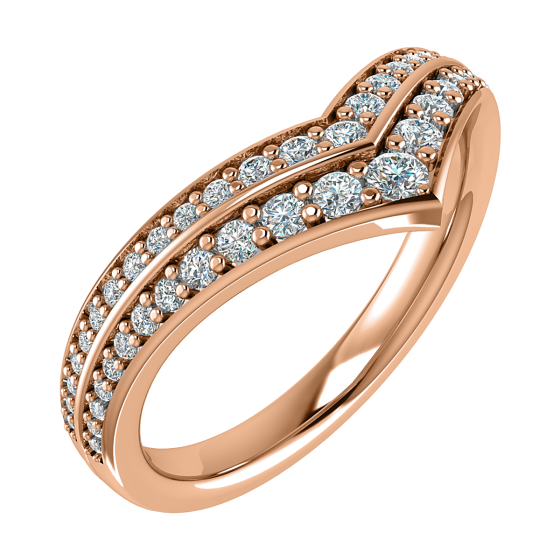 50% Diamond Set Wishbone Ring