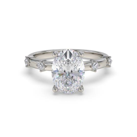 Oval and Round Diamond Designer Ring