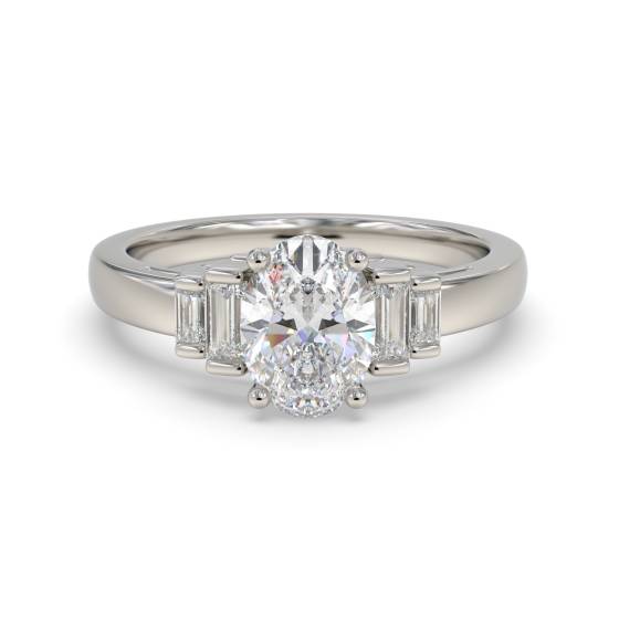 Oval and Baguette Side Stone Ring