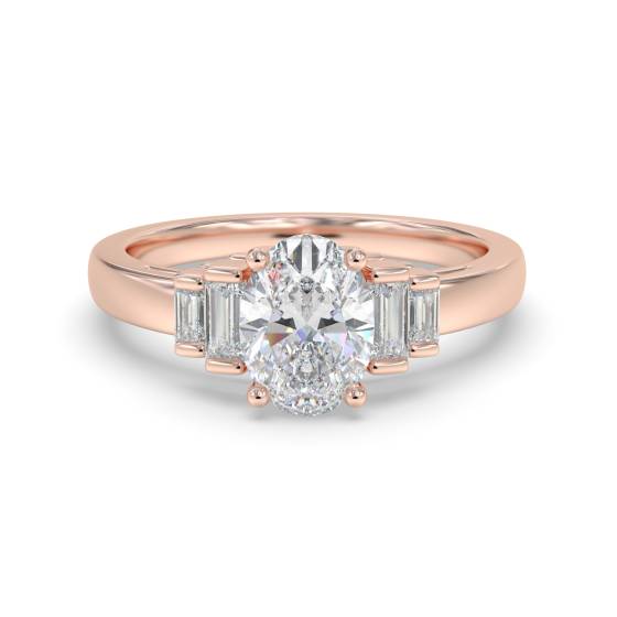 Oval and Baguette Side Stone Ring