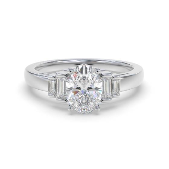 Oval and Baguette Side Stone Ring