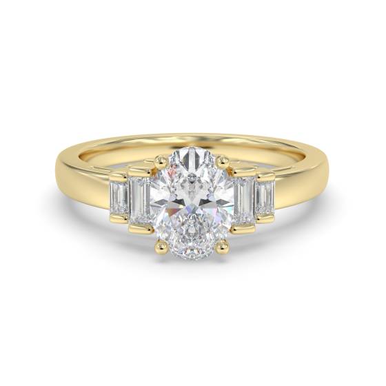 Oval and Baguette Side Stone Ring