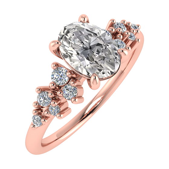 Oval Diamond Shoulder Set Ring