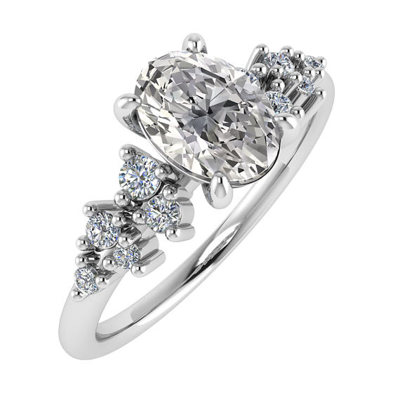 Oval Diamond Shoulder Set Ring