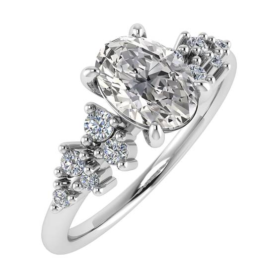 Oval Diamond Shoulder Set Ring