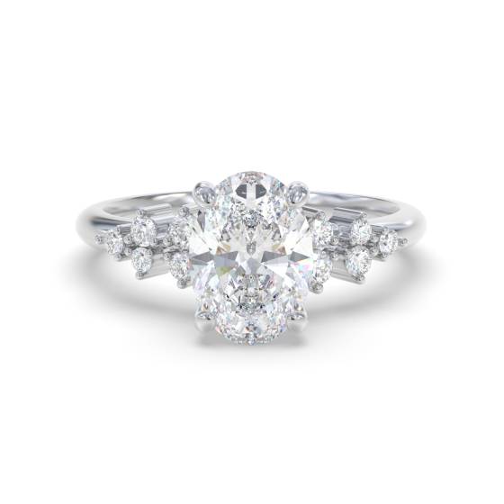 Oval Diamond Shoulder Set Ring