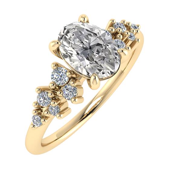 Oval Diamond Shoulder Set Ring