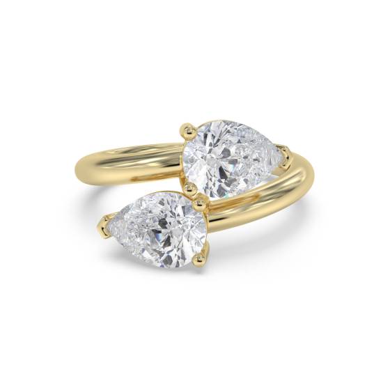 2 Stone Pear Diamond Ring