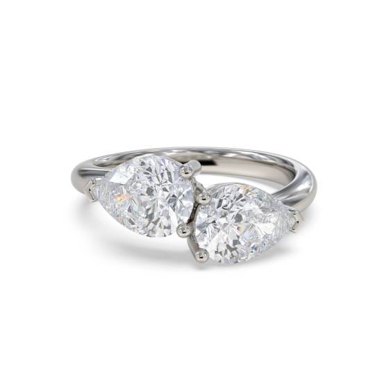 2 Stone Pear Diamond Ring
