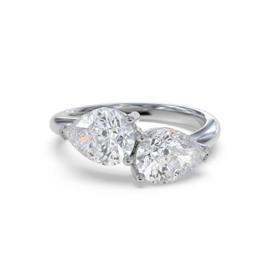 2 Stone Pear Diamond Ring