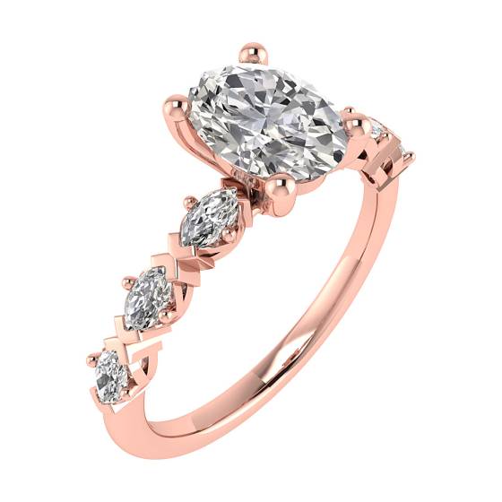 Oval and Marquise Diamond Shoulder Set Ring