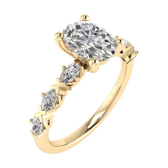 Oval and Marquise Diamond Shoulder Set Ring