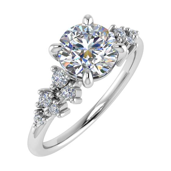 Round Diamond Shoulder Set Ring