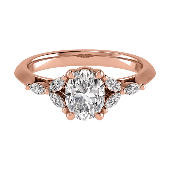 Oval and Marquise Diamond Shoulder Set Ring