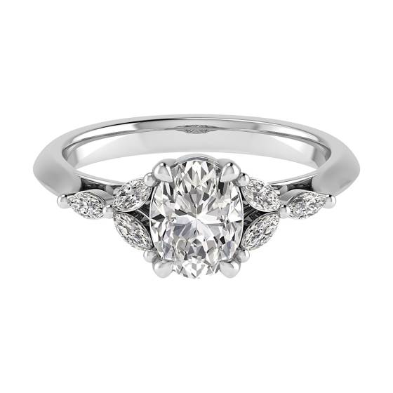 Oval and Marquise Diamond Shoulder Set Ring