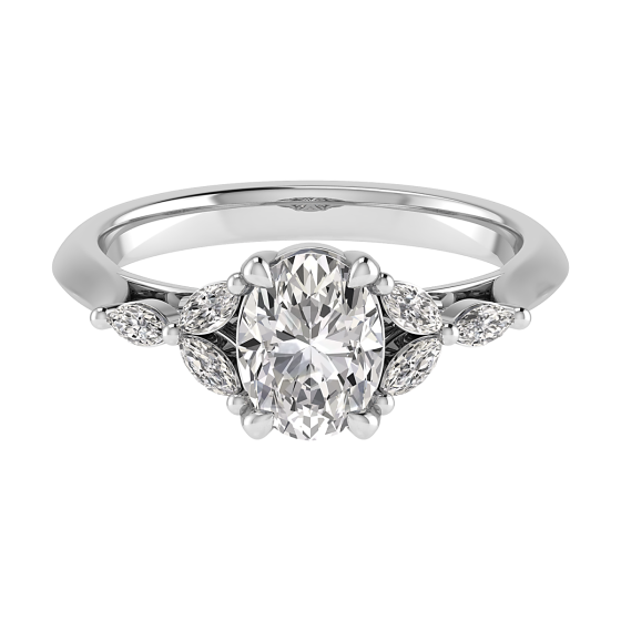Oval and Marquise Diamond Shoulder Set Ring