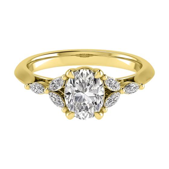 Oval and Marquise Diamond Shoulder Set Ring
