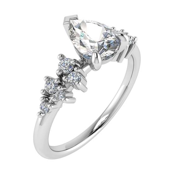 Pear Diamond Shoulder Set Ring