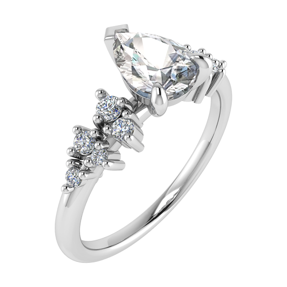 Pear Diamond Shoulder Set Ring