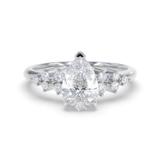 Pear Diamond Shoulder Set Ring