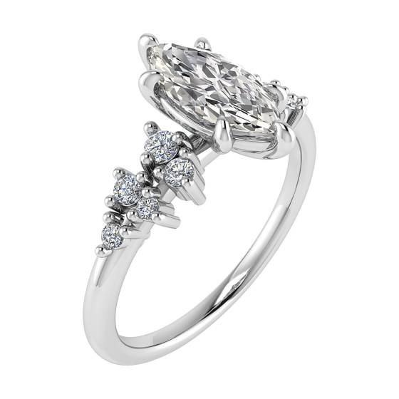 Marquise Diamond Shoulder Set Ring