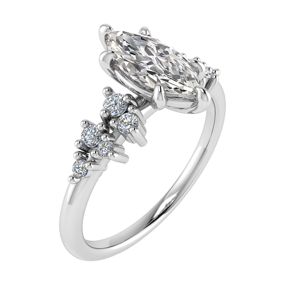 Marquise Diamond Shoulder Set Ring