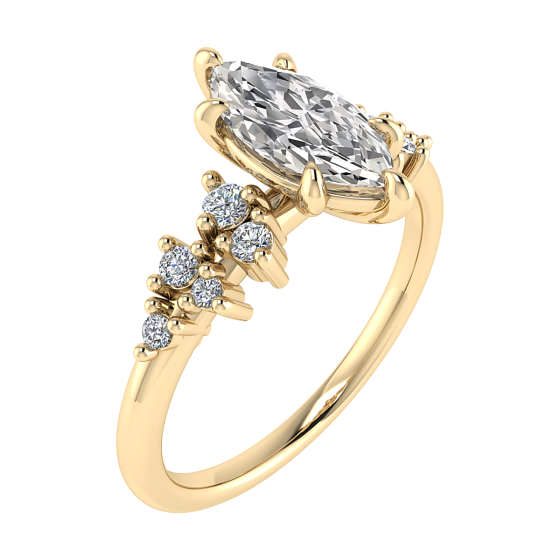 Marquise Diamond Shoulder Set Ring