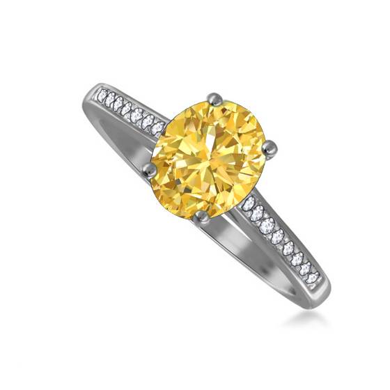 Fancy Yellow Oval Diamond Shoulder Set Ring