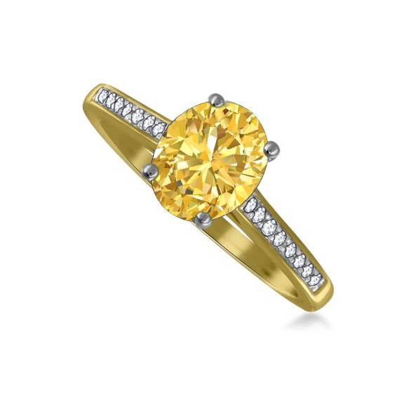 Fancy Yellow Oval Diamond Shoulder Set Ring