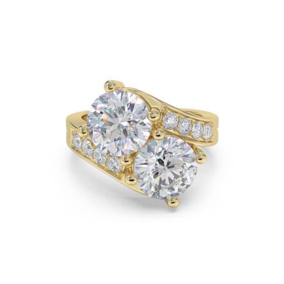 Two Stone Round Diamond Shoulder Set Ring
