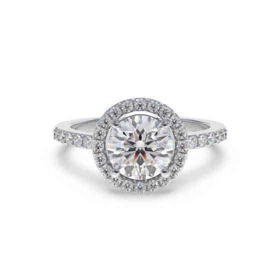 Modern Round Diamond Single Halo Ring