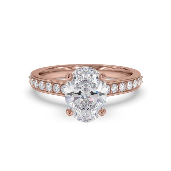Oval Diamond Shoulder Set Engagement Ring