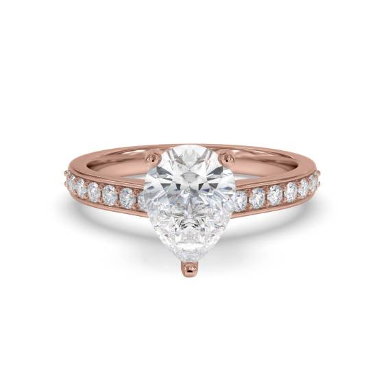 Pear Diamond Shoulder Set Engagement Ring