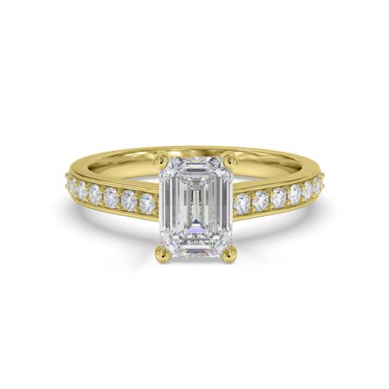 Emerald Diamond Shoulder Set Engagement Ring