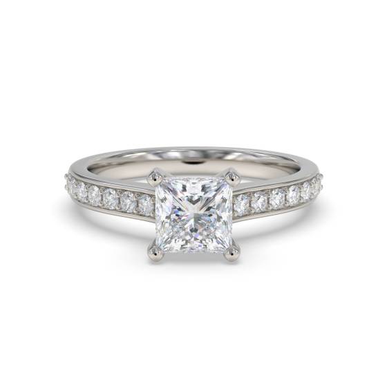Princess Diamond Shoulder Set Ring