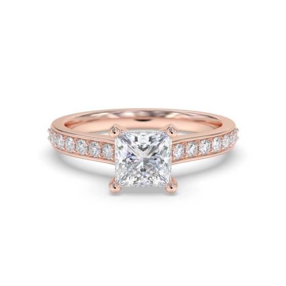 Princess Diamond Shoulder Set Ring