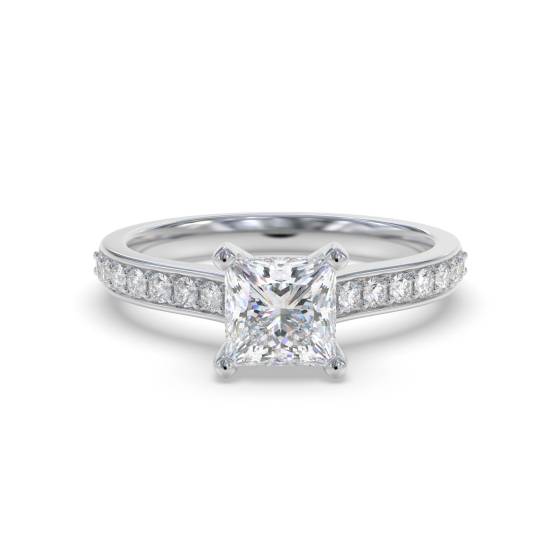 Princess Diamond Shoulder Set Ring