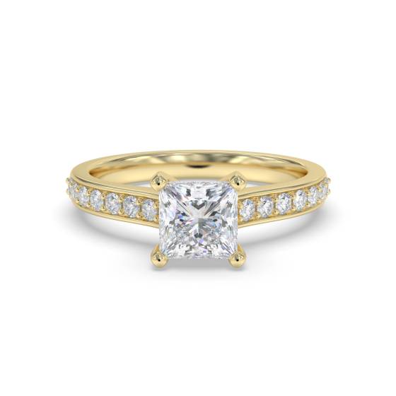 Princess Diamond Shoulder Set Ring