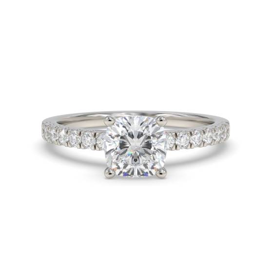 Cushion Diamond Shoulder Set Ring